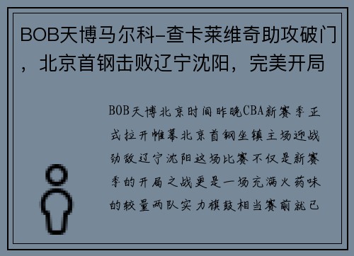 BOB天博马尔科-查卡莱维奇助攻破门，北京首钢击败辽宁沈阳，完美开局！